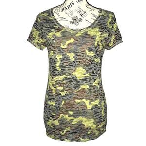 Cato SMALL Camouflage Semi-Sheer Short Sleeve Round Neck Tee